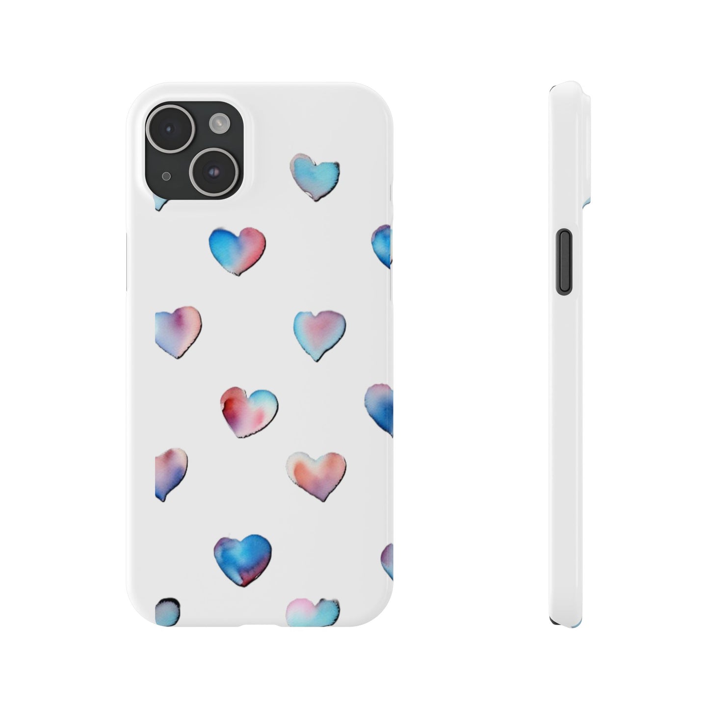 Slim Phone Cases - Hearts (White)