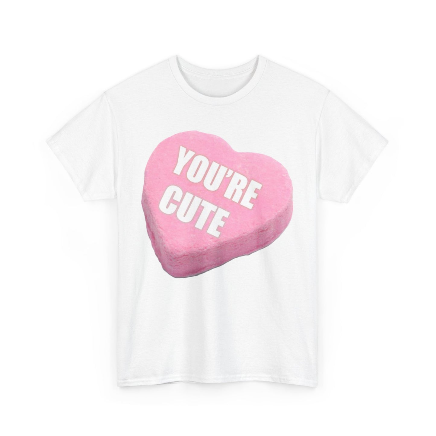 Candy Heart - "You're Cute" - Unisex Heavy Cotton T-Shirt - Better Mode