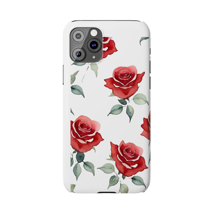 Slim Phone Cases - Roses (White)