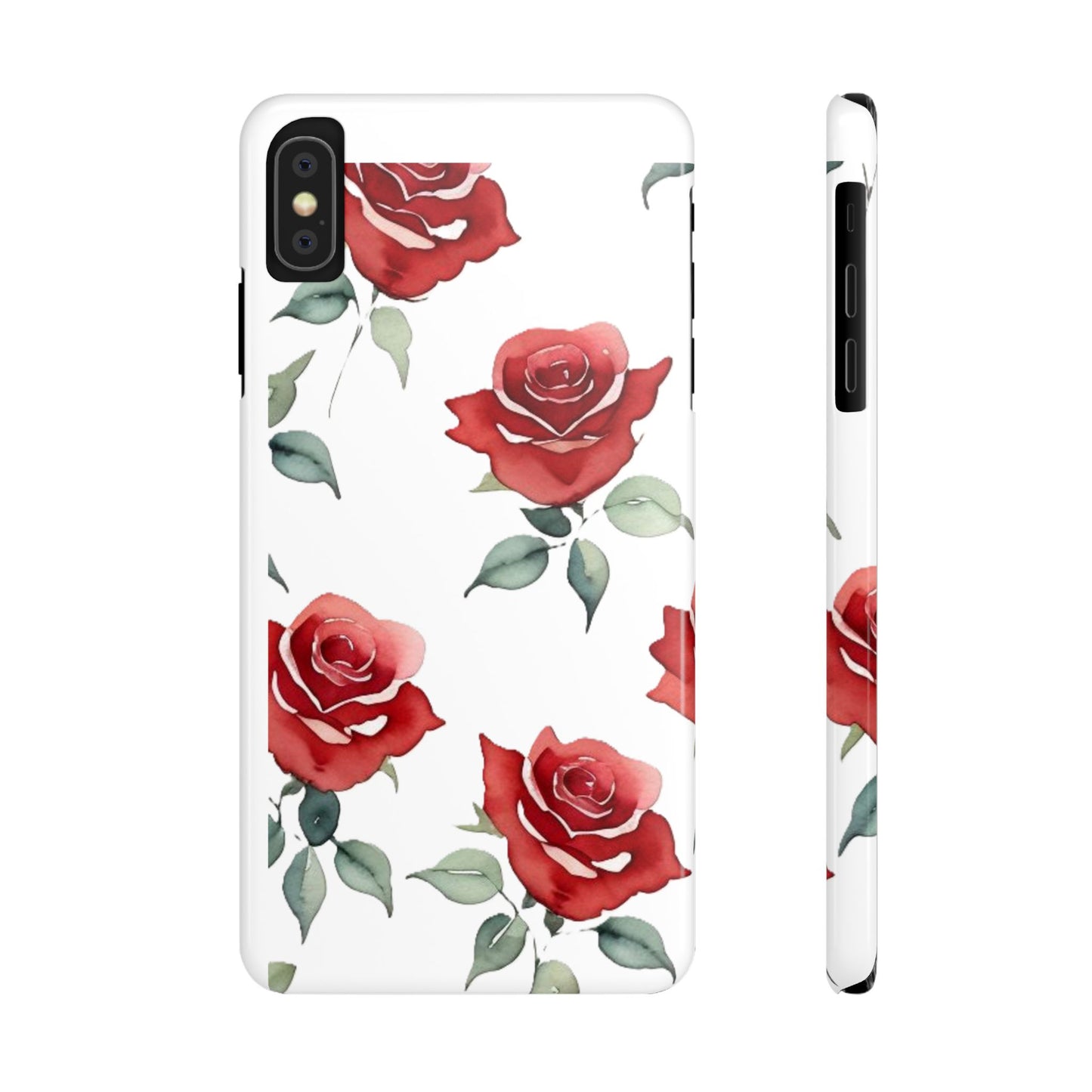 Slim Phone Cases - Roses (White)