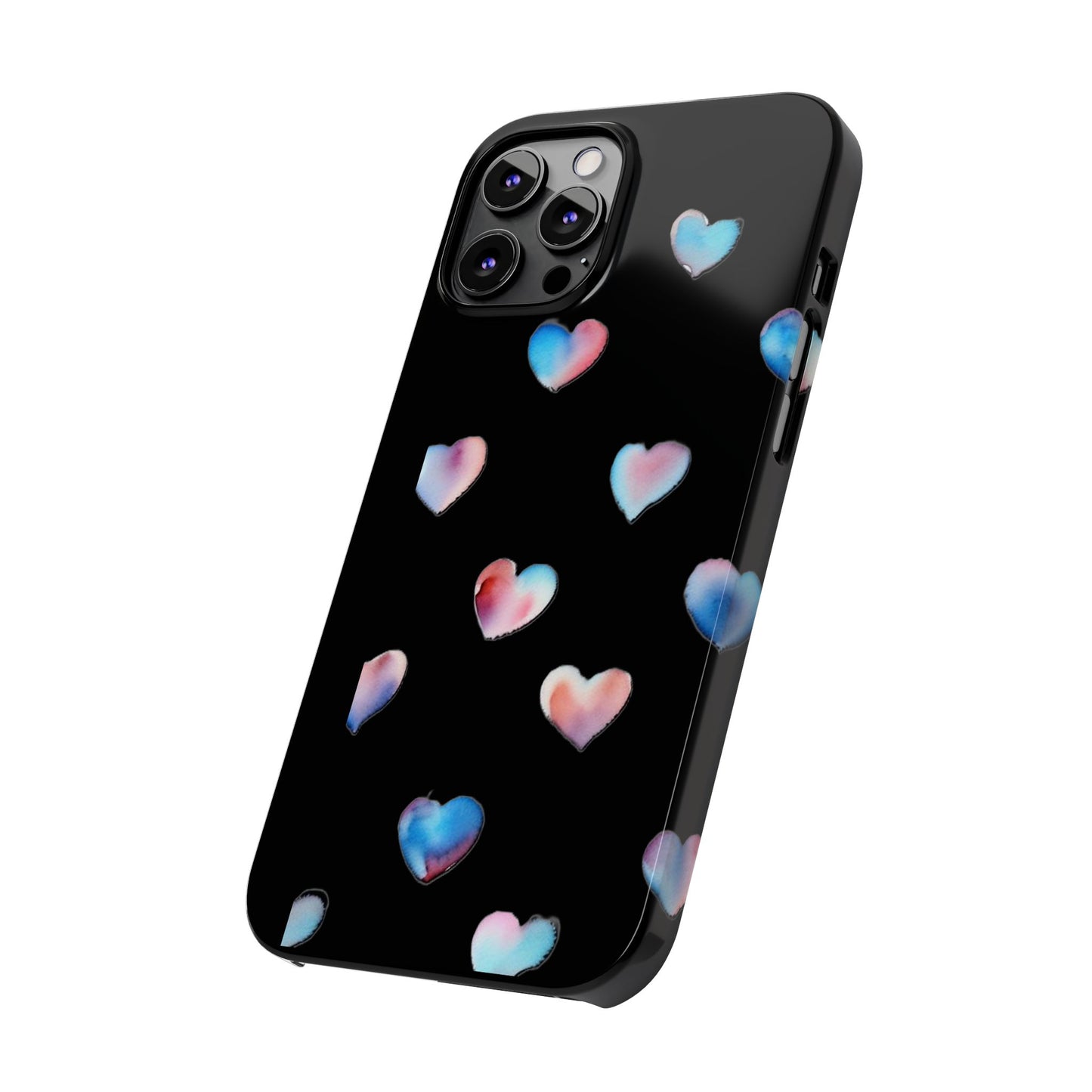 Slim Phone Cases - Hearts (Black)