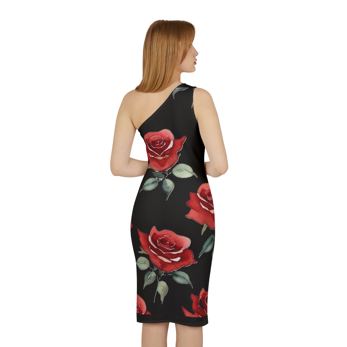 Shoulder Dress - Roses - (Black)