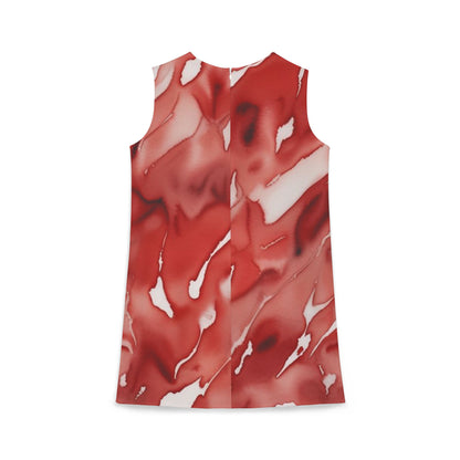 Red Marble A-line Sleeveless Dress