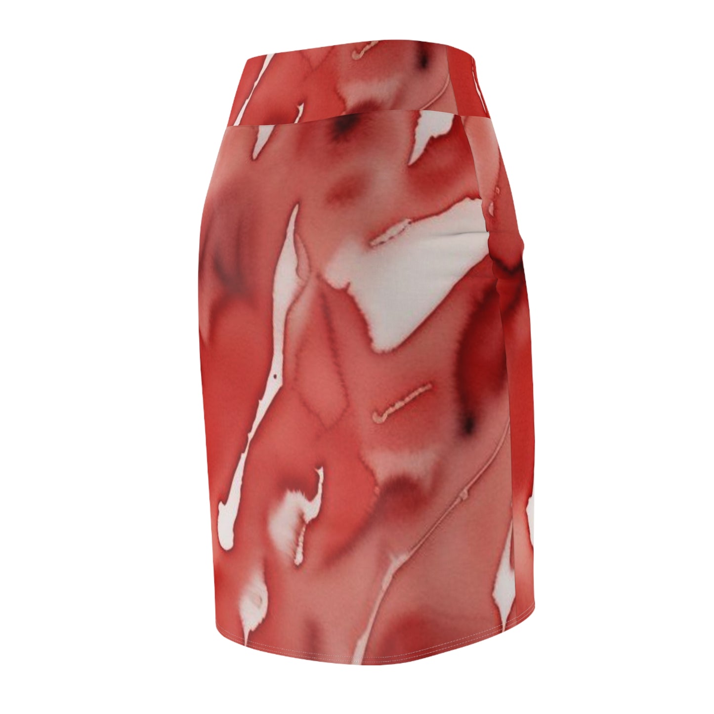 Red Marble Pencil Skirt