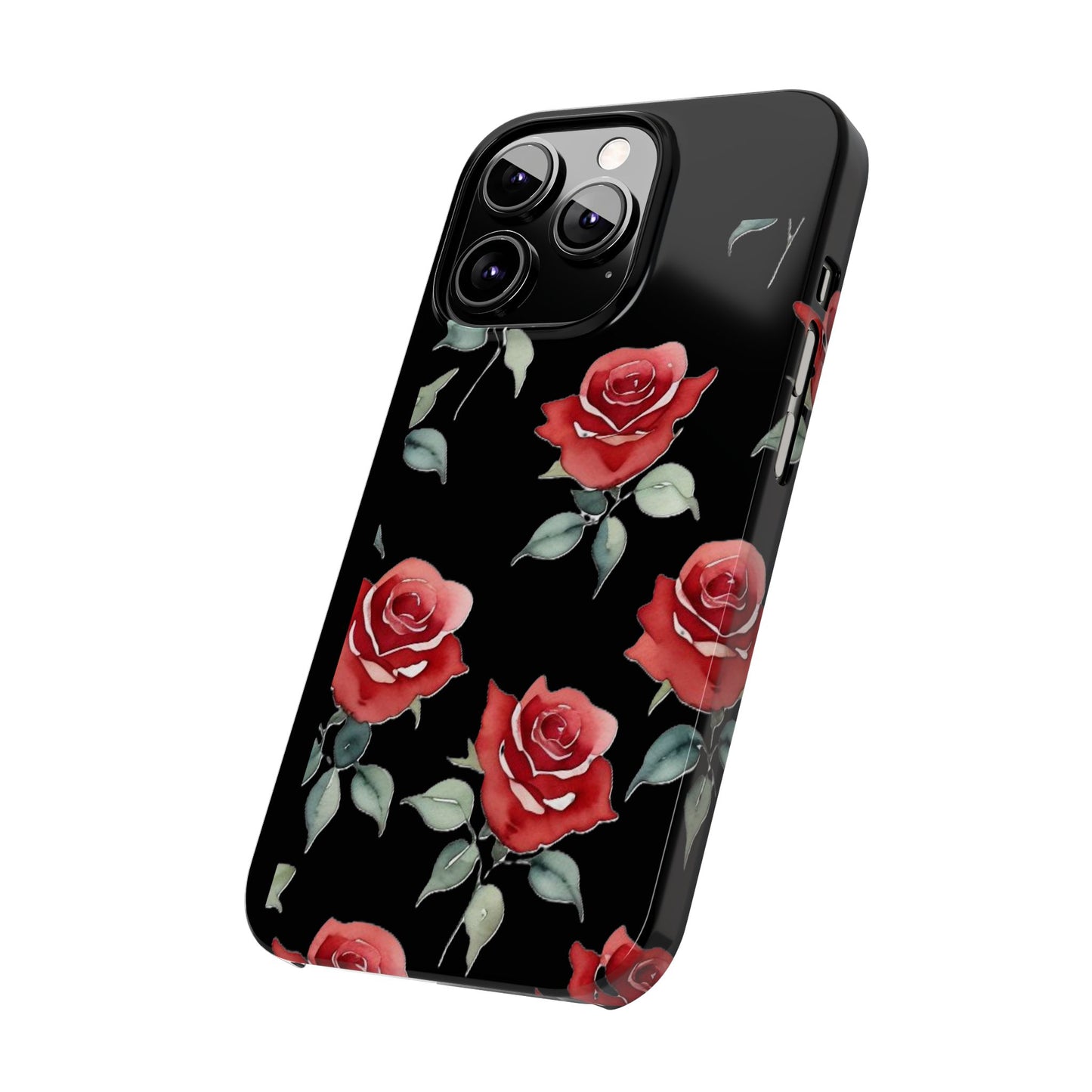 Slim Phone Cases - Roses (Black)