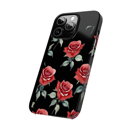 Slim Phone Cases - Roses (Black)