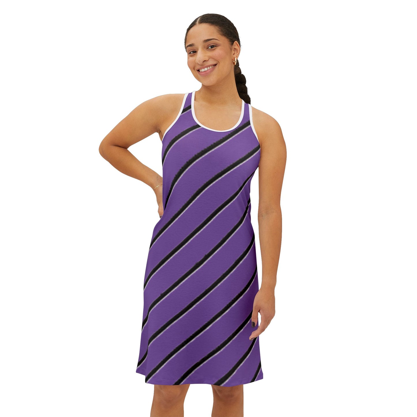 Striped - Women's Racerback Dress  (Purple)