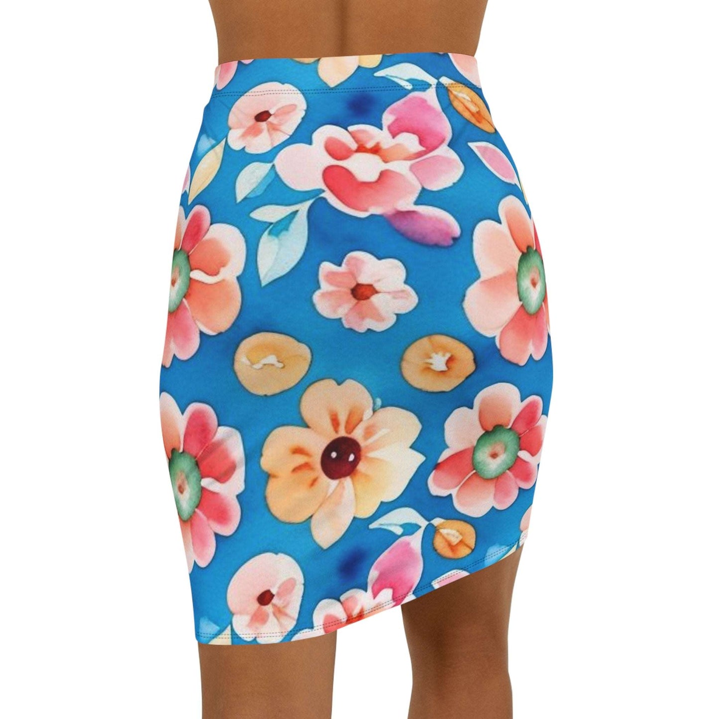 Floral Pattern Mid-Waist Pencil Skirt