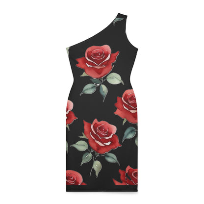 Shoulder Dress - Roses - (Black)