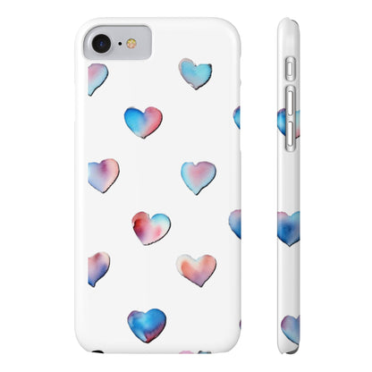 Slim Phone Cases - Hearts (White)