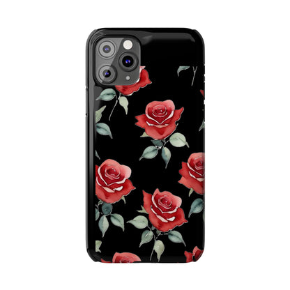 Slim Phone Cases - Roses (Black)