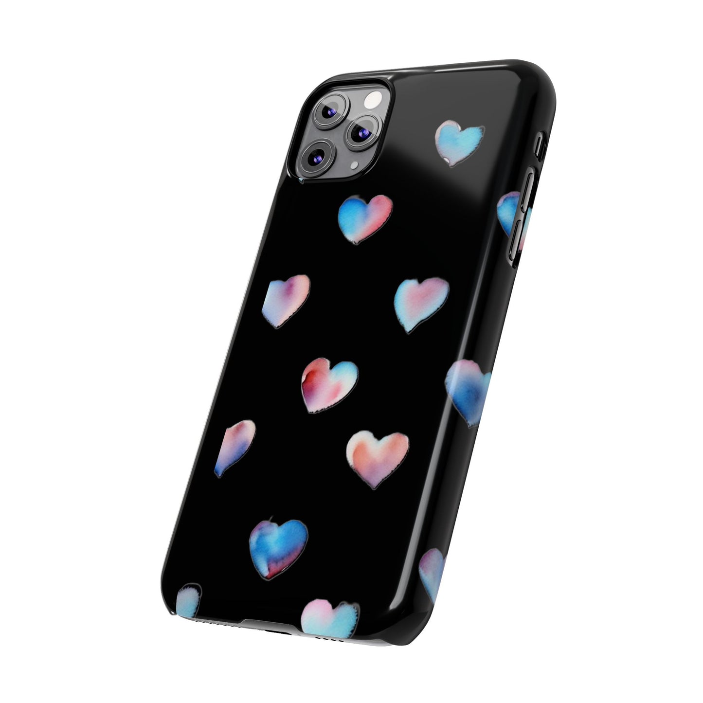 Slim Phone Cases - Hearts (Black)