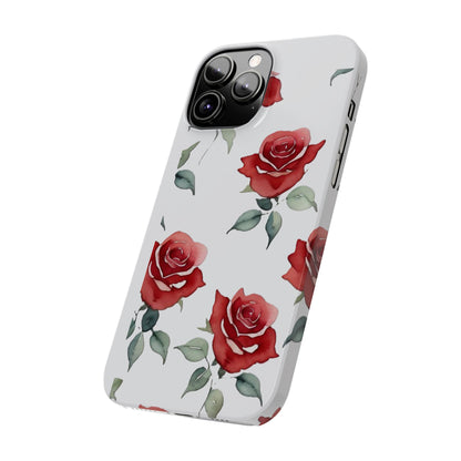 Slim Phone Cases - Roses (White)