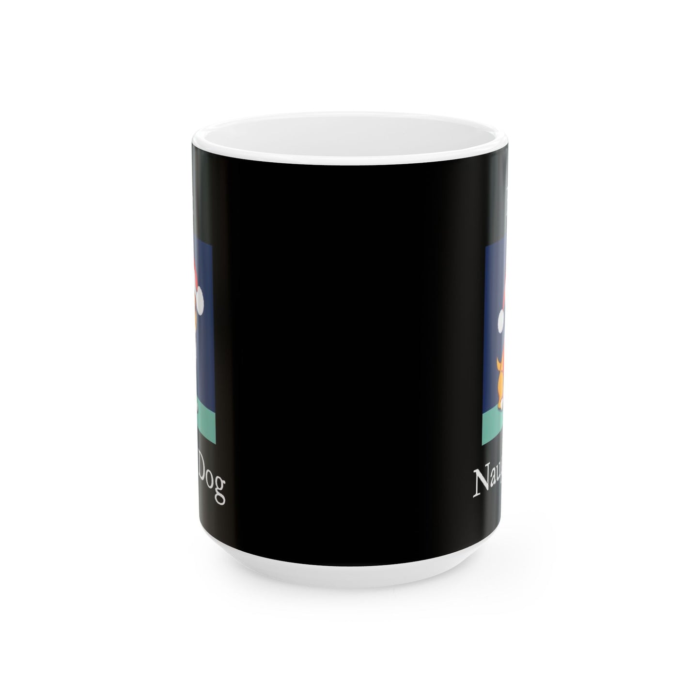 Christmas - Feliz Naughty Dog 1 (Black) - Ceramic Mug, (11oz, 15oz) - Better Mode