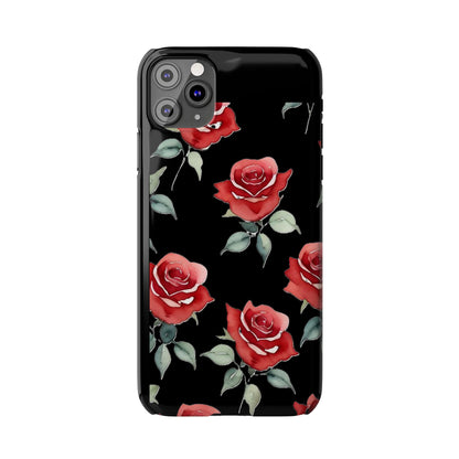 Slim Phone Cases - Roses (Black)