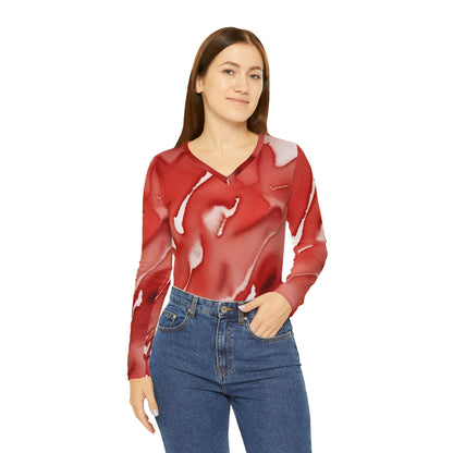 Red Marble V-neck Shirt