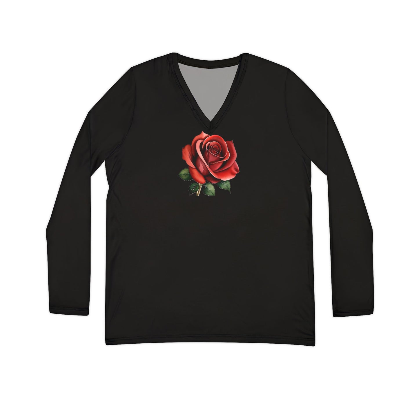 Women's Rose Long Sleeve V-neck Shirt