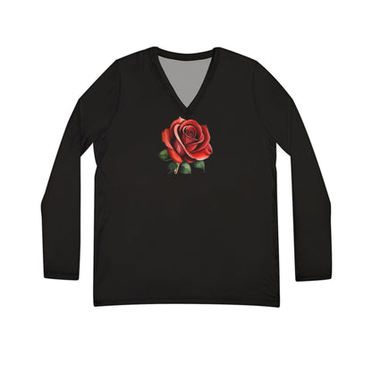 Women's Rose Long Sleeve V-neck Shirt