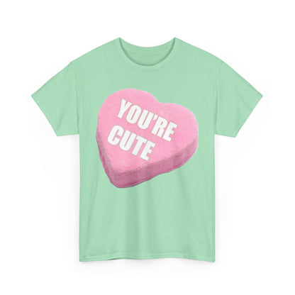 Candy Heart - "You're Cute" - Unisex Heavy Cotton T-Shirt