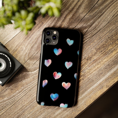 Slim Phone Cases - Hearts (Black)