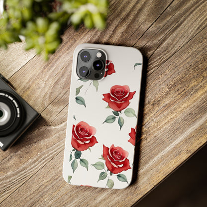 Slim Phone Cases - Roses (White)