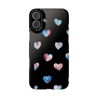 Slim Phone Cases - Hearts (Black)