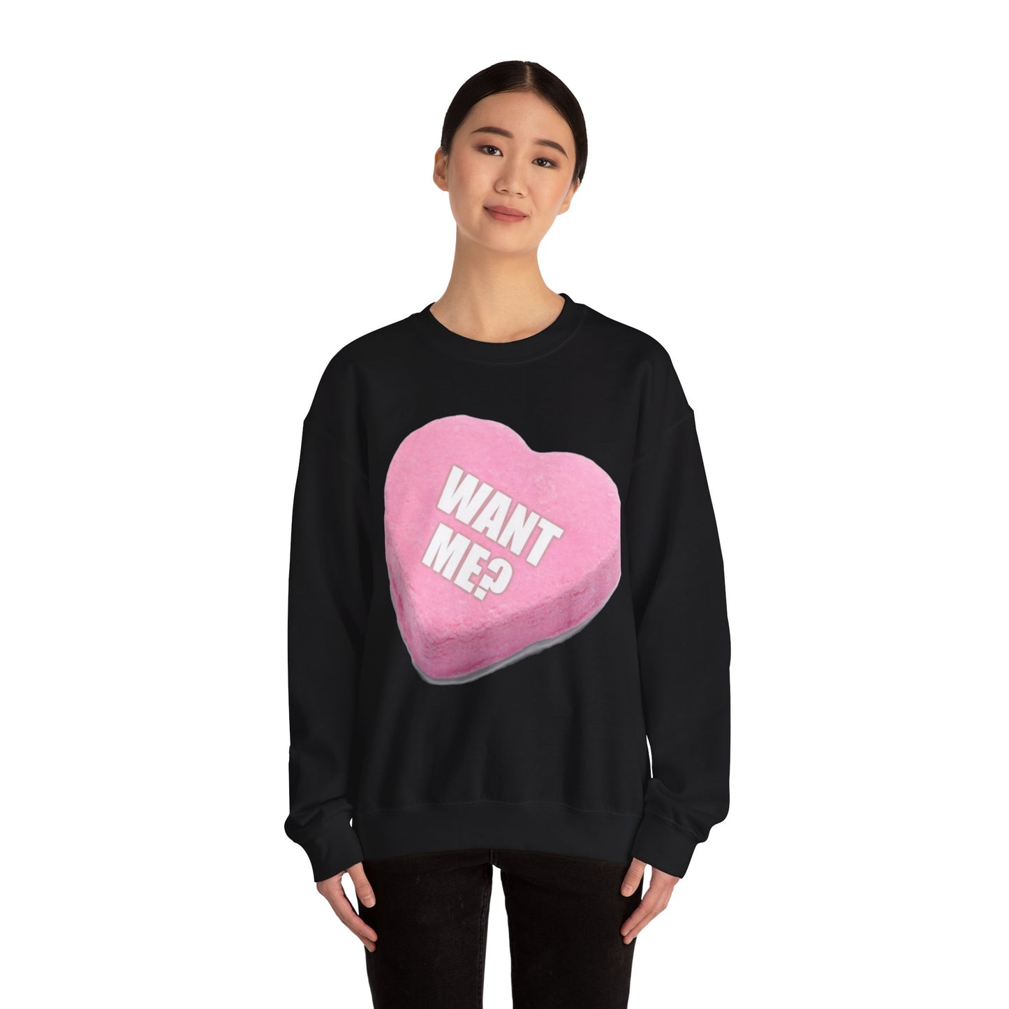 Candy Heart "Want Me?" - Crewneck Sweatshirt