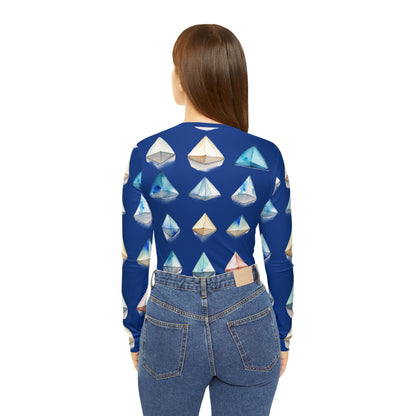 Triangle Pattern Women's Long Sleeve V-neck Shirt