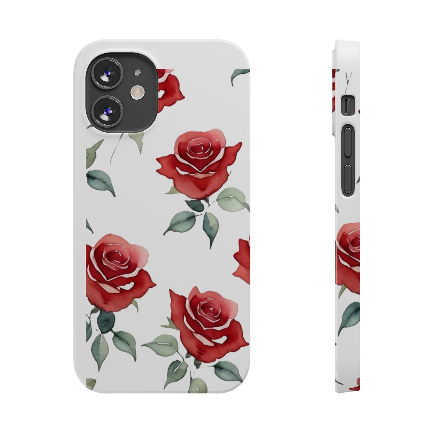 Slim Phone Cases - Roses (White)