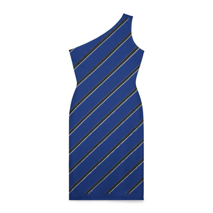 Striped - Shoulder Dress (Blue)