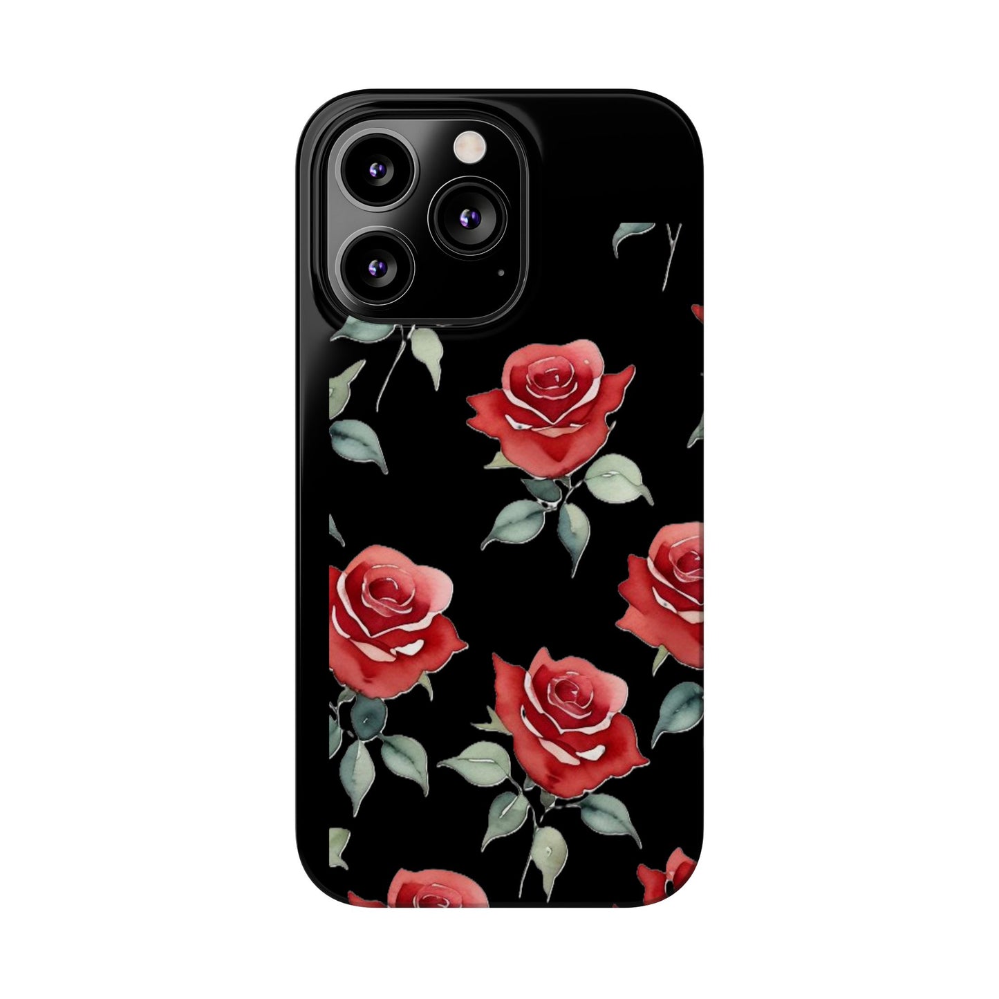 Slim Phone Cases - Roses (Black)