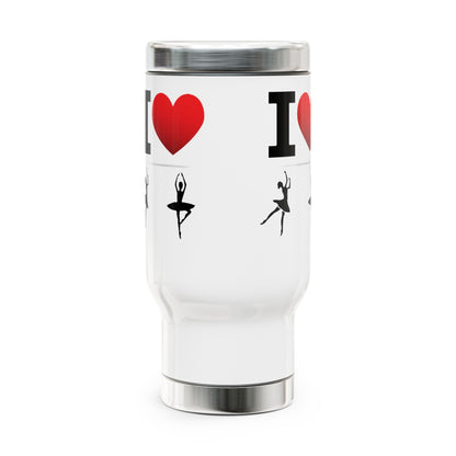 I Heart Dance - Stainless Steel Travel Mug with Handle, 14oz