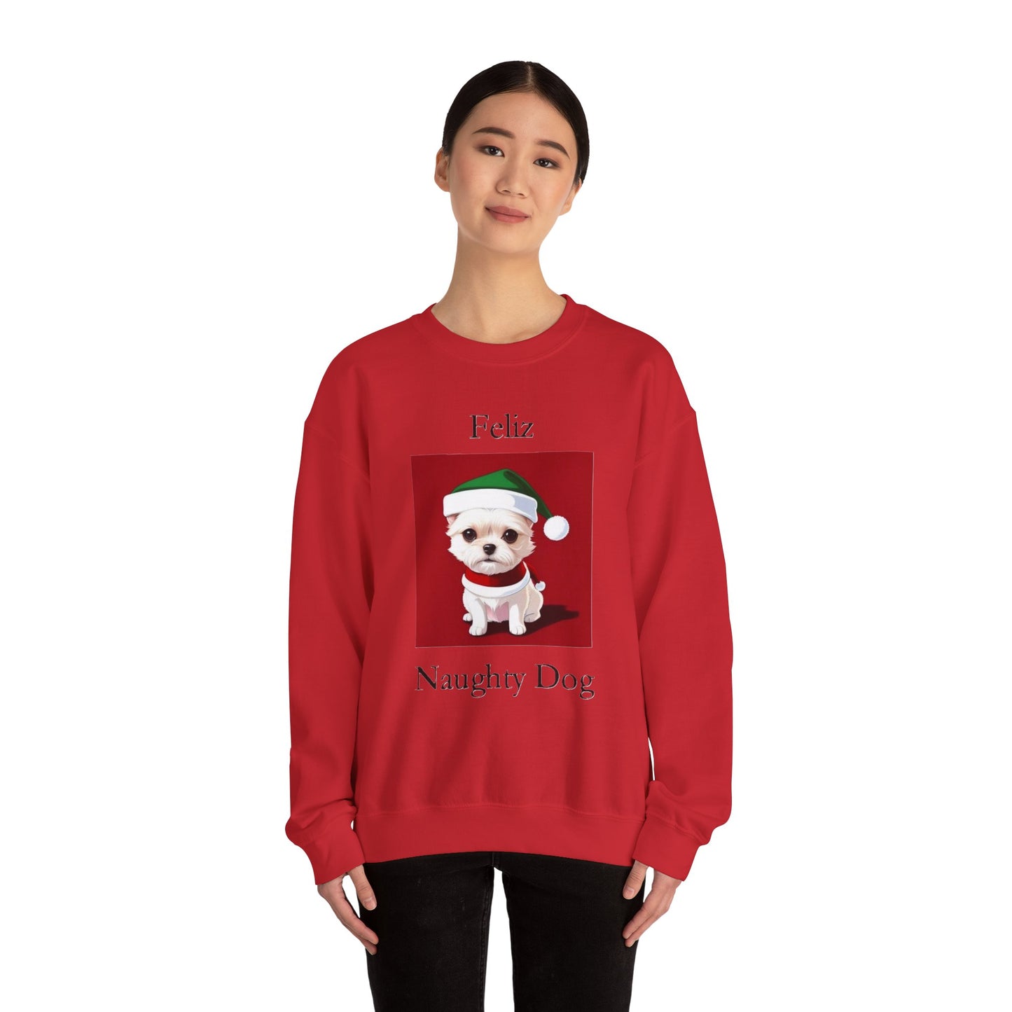 Christmas - Feliz Naughty Dog 2 - Unisex Heavy Blend™ Crewneck Sweatshirt - Better Mode