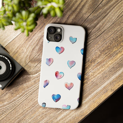 Slim Phone Cases - Hearts (White)