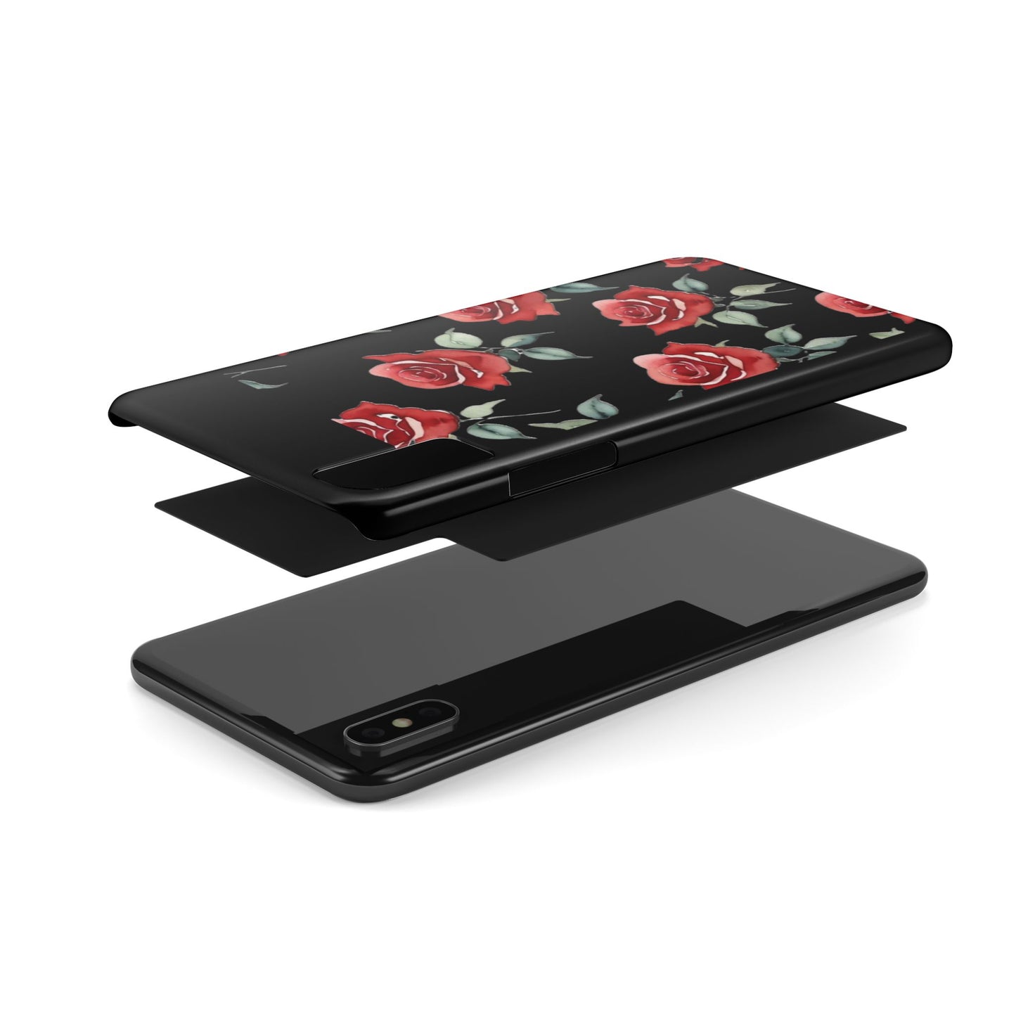 Slim Phone Cases - Roses (Black)