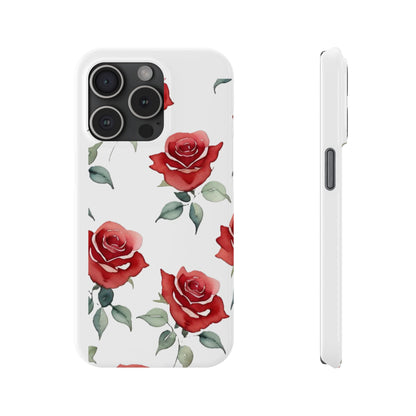 Slim Phone Cases - Roses (White)