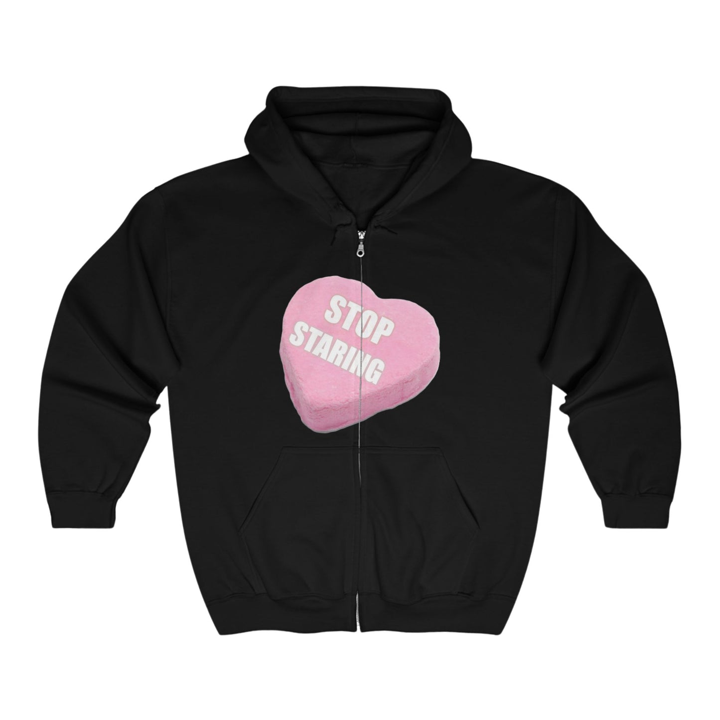 Candy Heart "Stop Staring" - Full Zip Hooded Sweatshirt