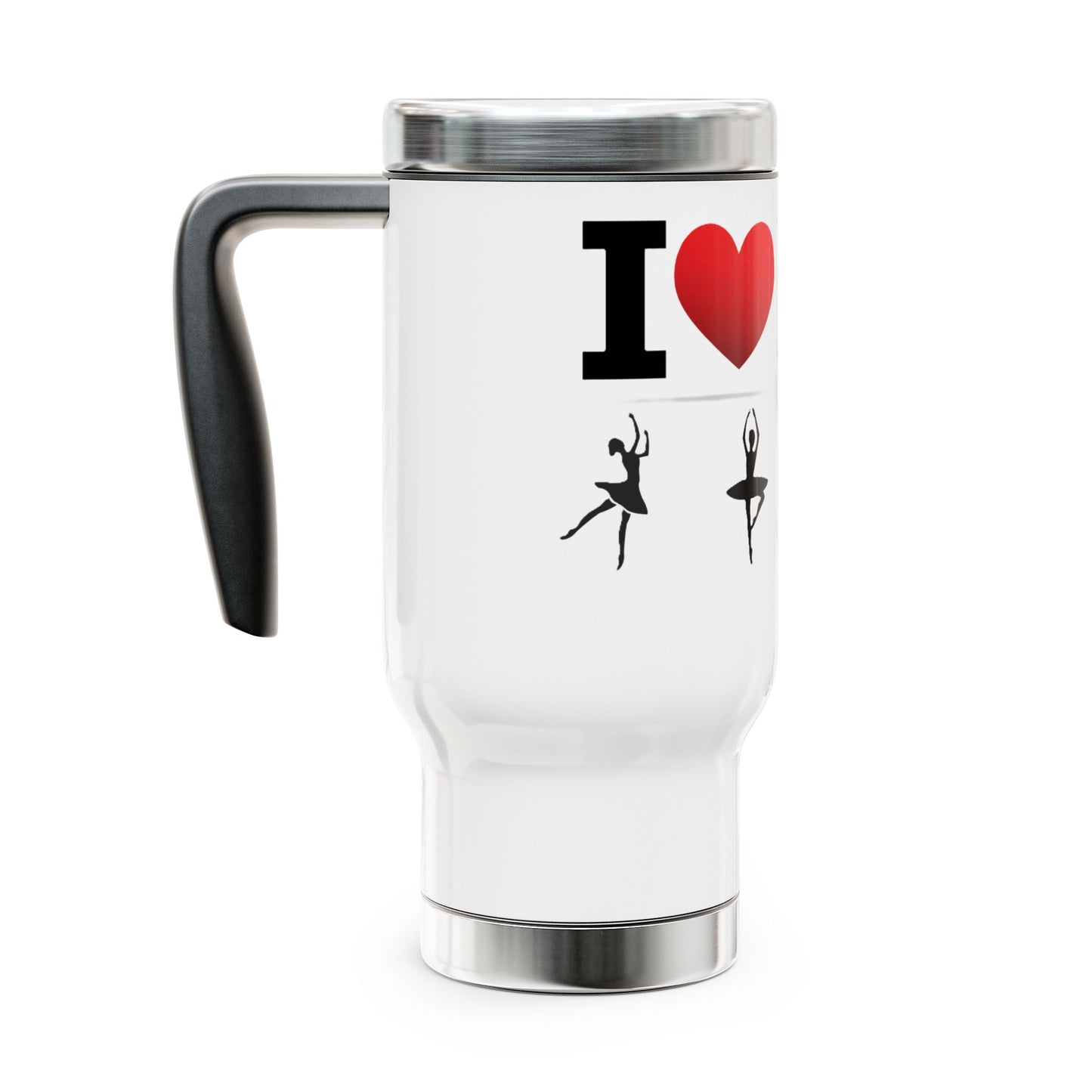 I Heart Dance - Stainless Steel Travel Mug with Handle, 14oz