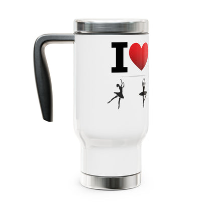 I Heart Dance - Stainless Steel Travel Mug with Handle, 14oz