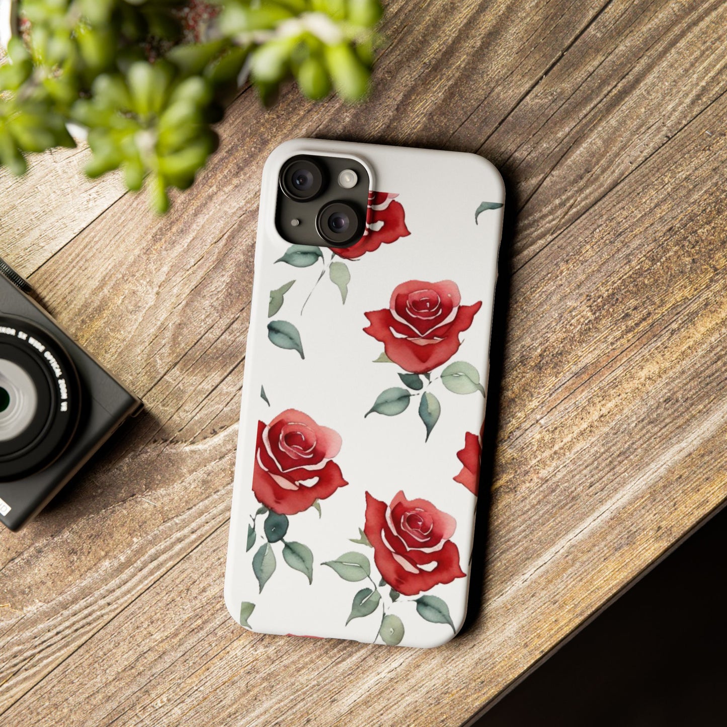 Slim Phone Cases - Roses (White)