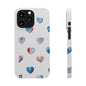 Slim Phone Cases - Hearts (White)