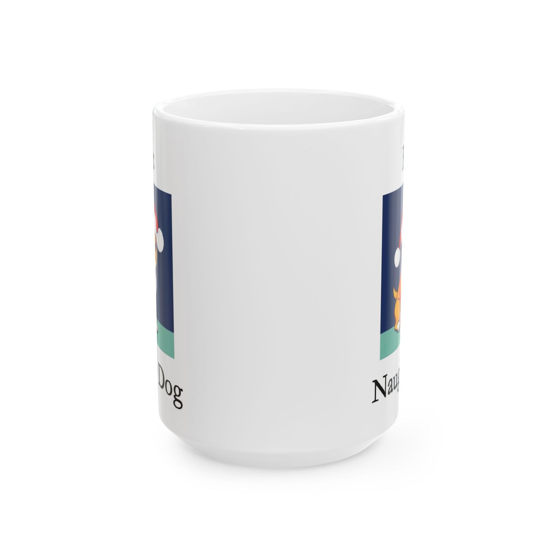 Christmas - Feliz Naughty Dog 1 (White) - Ceramic Mug, (11oz, 15oz) - Better Mode