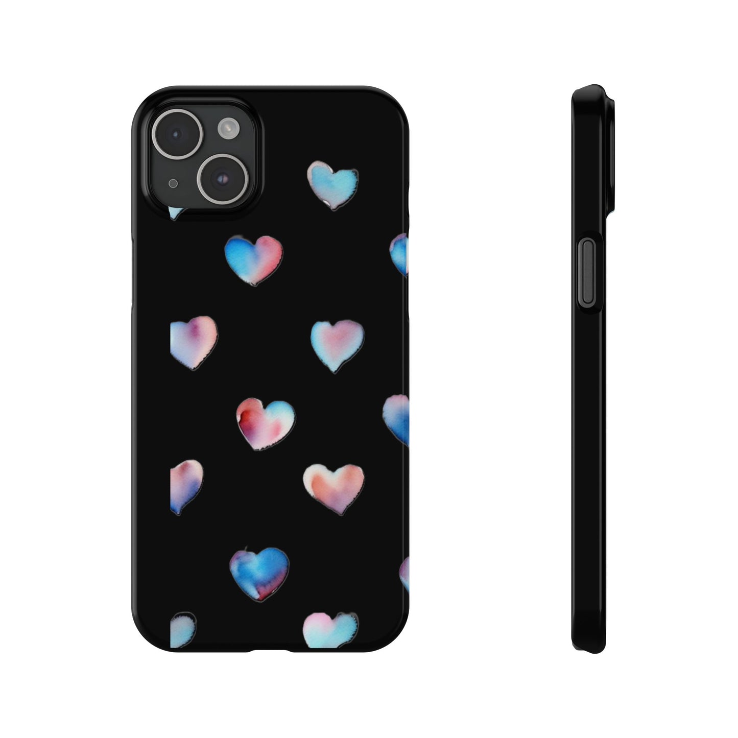 Slim Phone Cases - Hearts (Black)