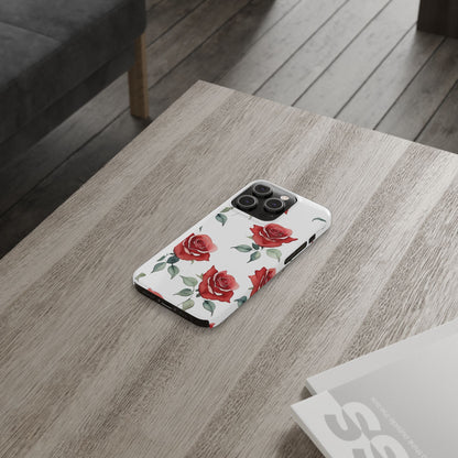 Slim Phone Cases - Roses (White)