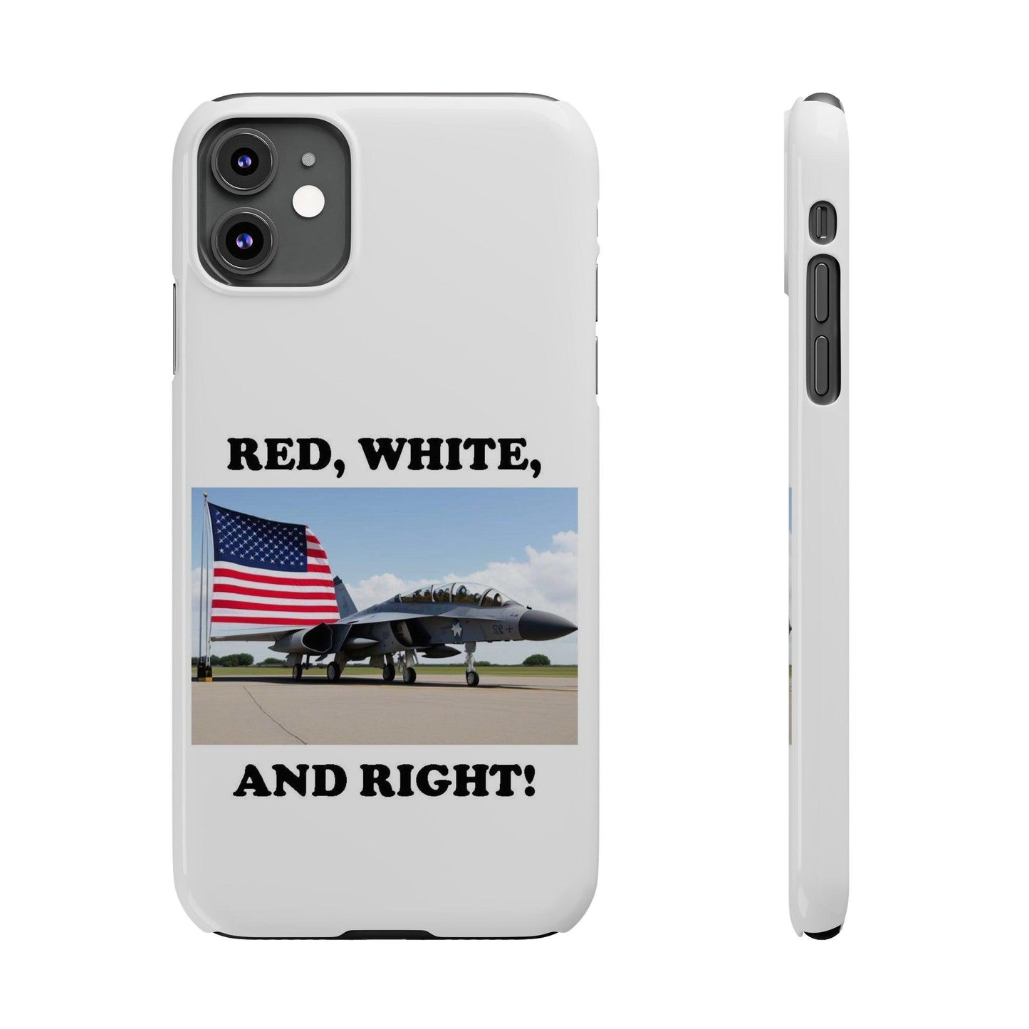 Red, White - (White)Slim Phone Cases