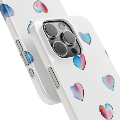 Slim Phone Cases - Hearts (White)