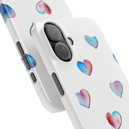 Slim Phone Cases - Hearts (White)