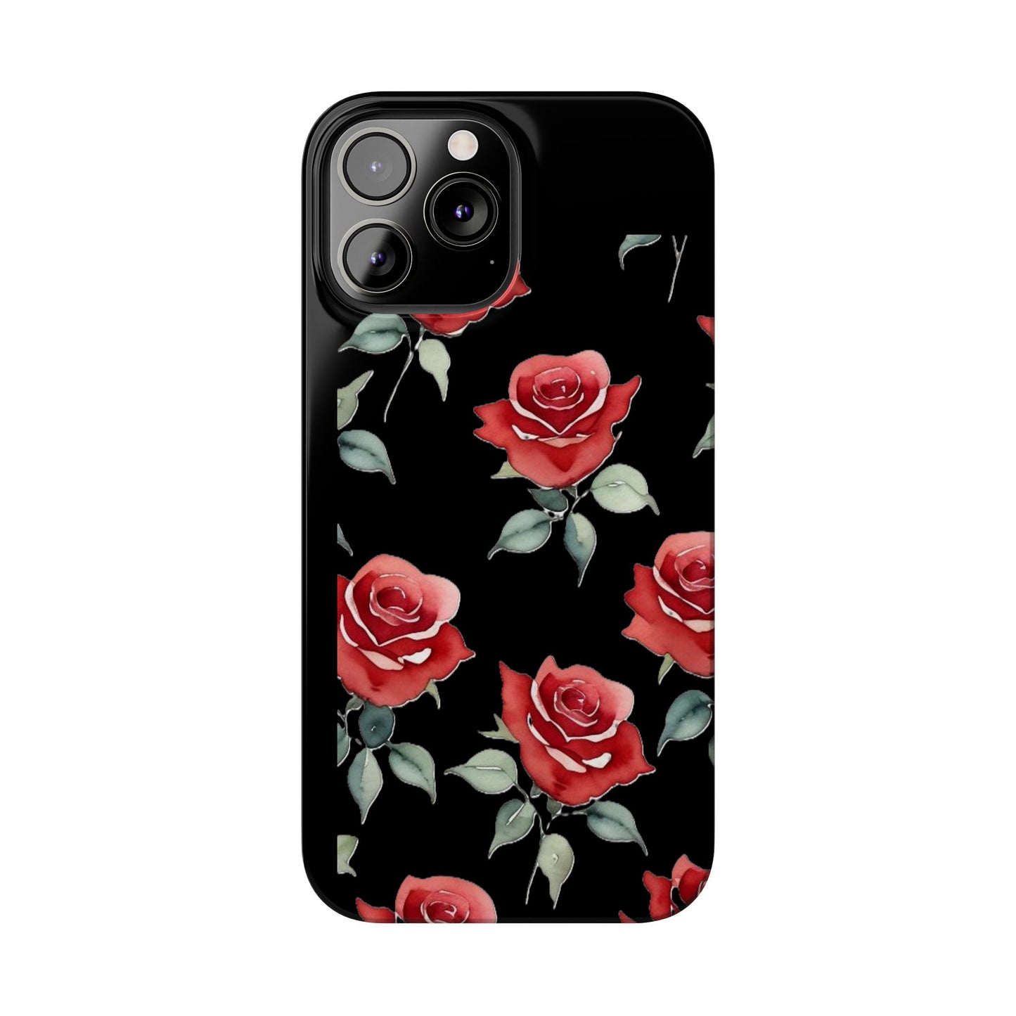 Slim Phone Cases - Roses (Black)