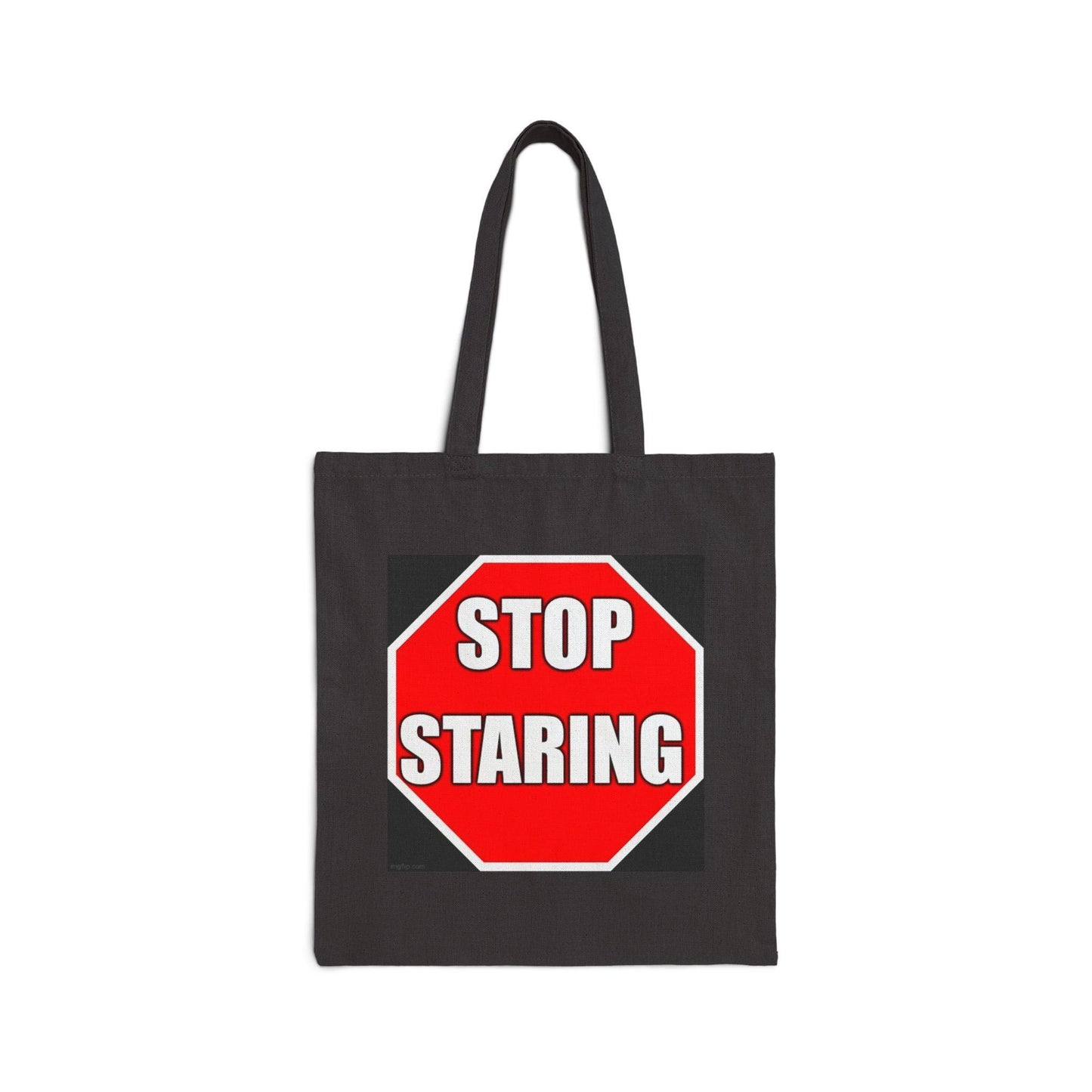 Stop Staring (Black) - Cotton Canvas Tote Bag