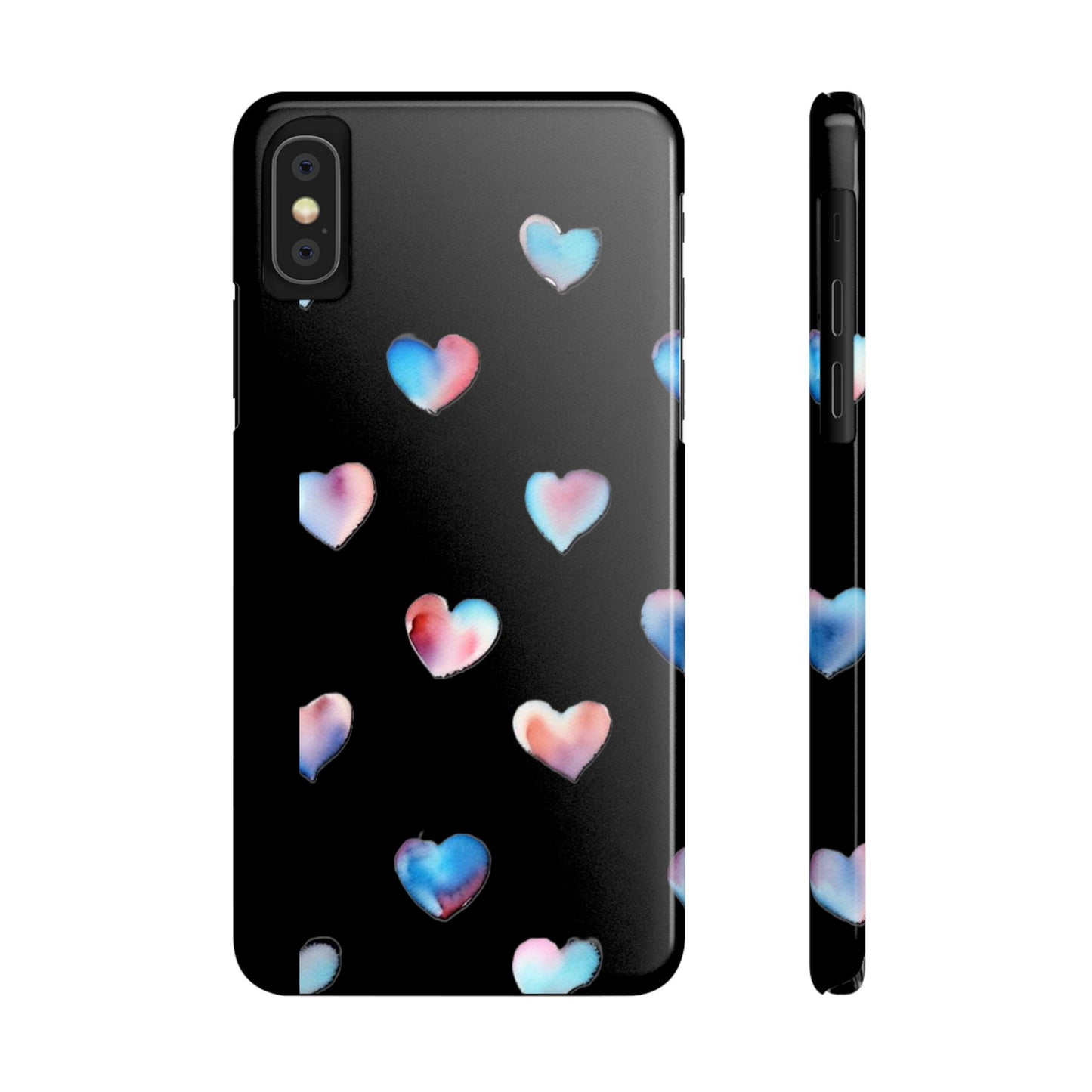 Slim Phone Cases - Hearts (Black)